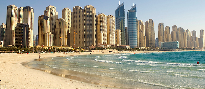 Dubai Skyline and Beach